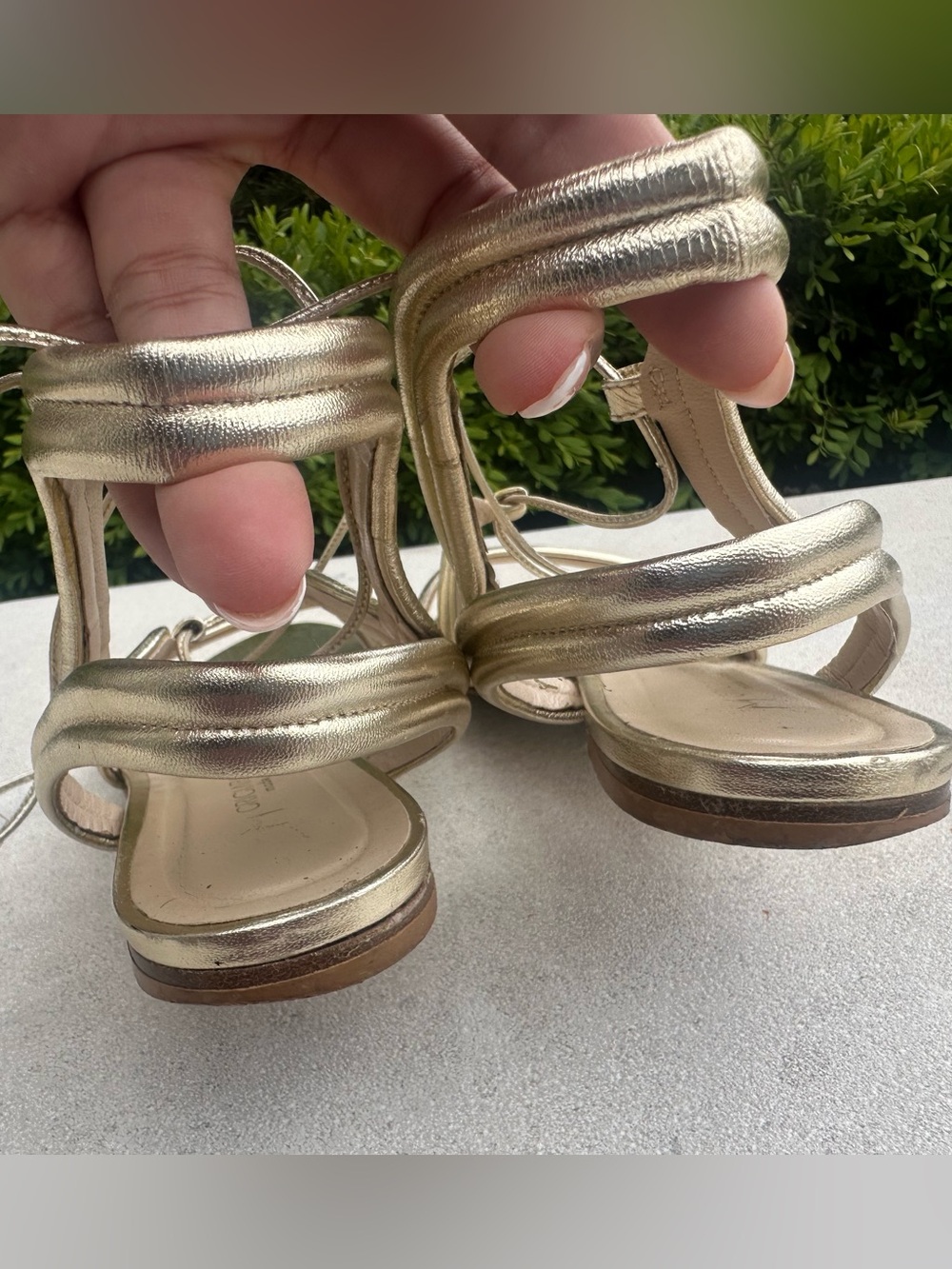 Gianvito Rossi Inspired Grigiarancio Gold Metallic Lace Tie Up Tassel Sandals 37 - Picture 6 of 10